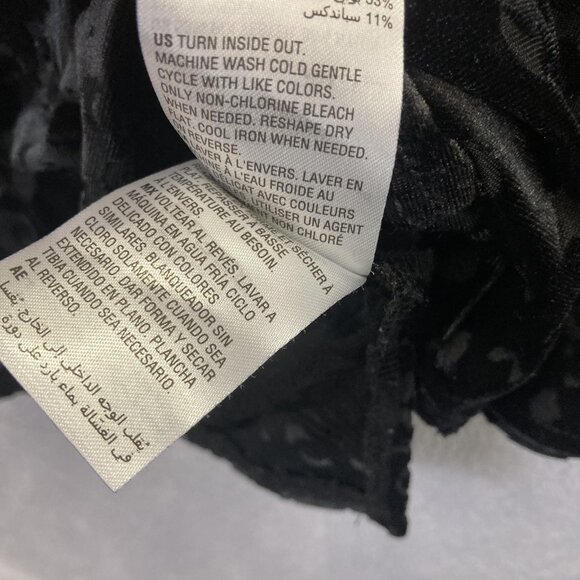 Velvet Burnout Button Up Shirt Womens Large Black Stretch Long Sleeve Witchy - Picture 12 of 14